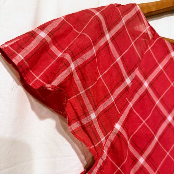 Light & breezy, Flouncy Double-layered Diagonal Plaid Nine West Blouse S 14 - Picture 6 of 9